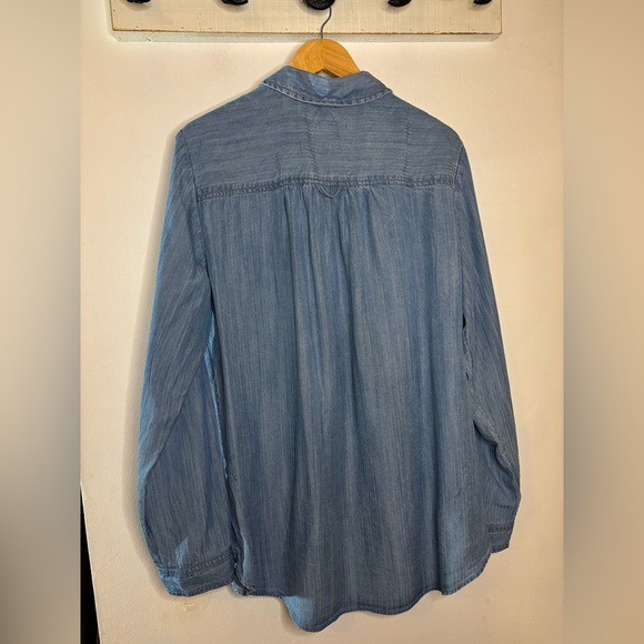 Anthropologie Pilcro Blue Denim Lyocell Vintage Look Shirt - Picture 6 of 8